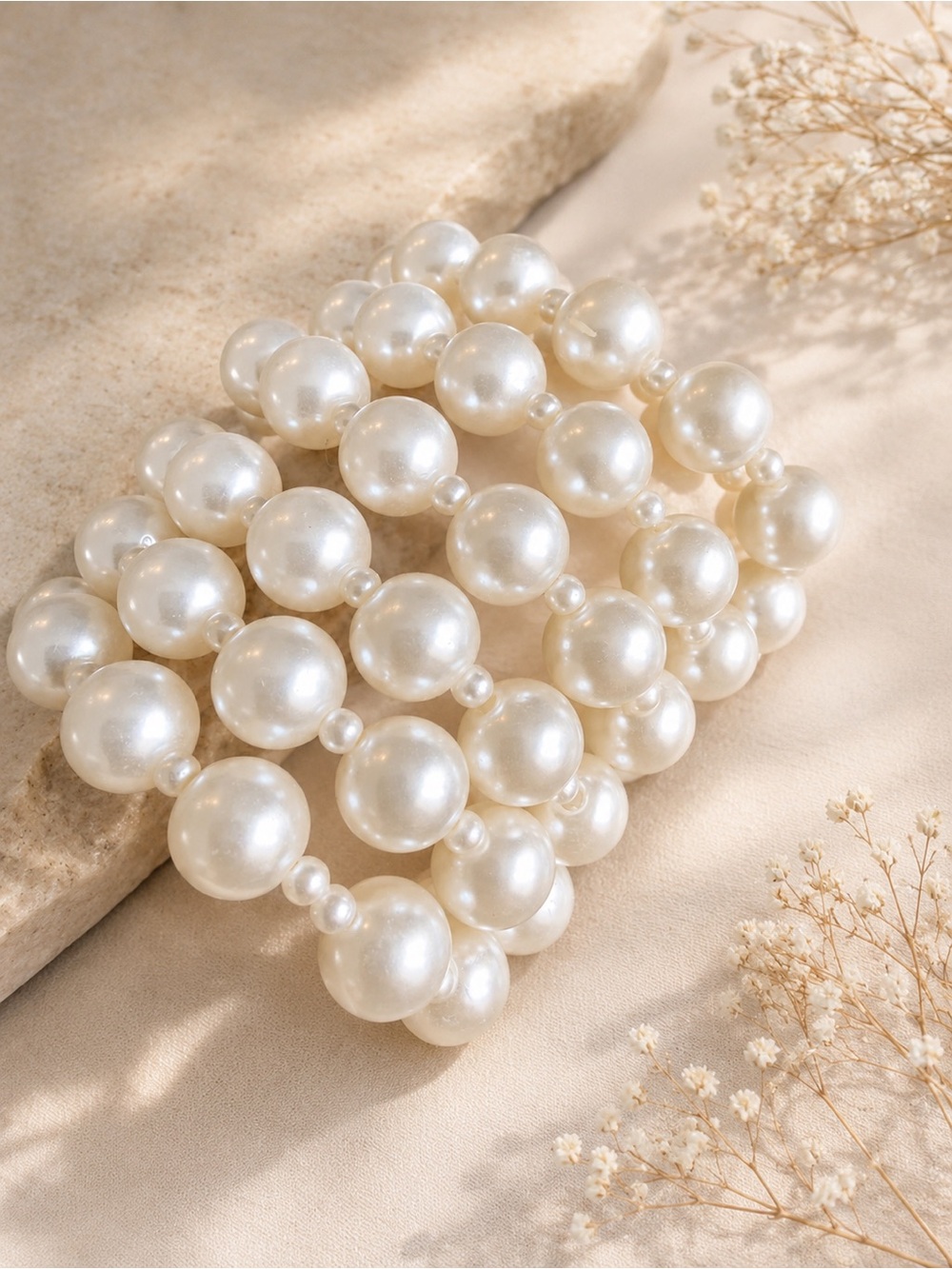 Classic Cream Faux Pearl Multi-Strand Bracelet